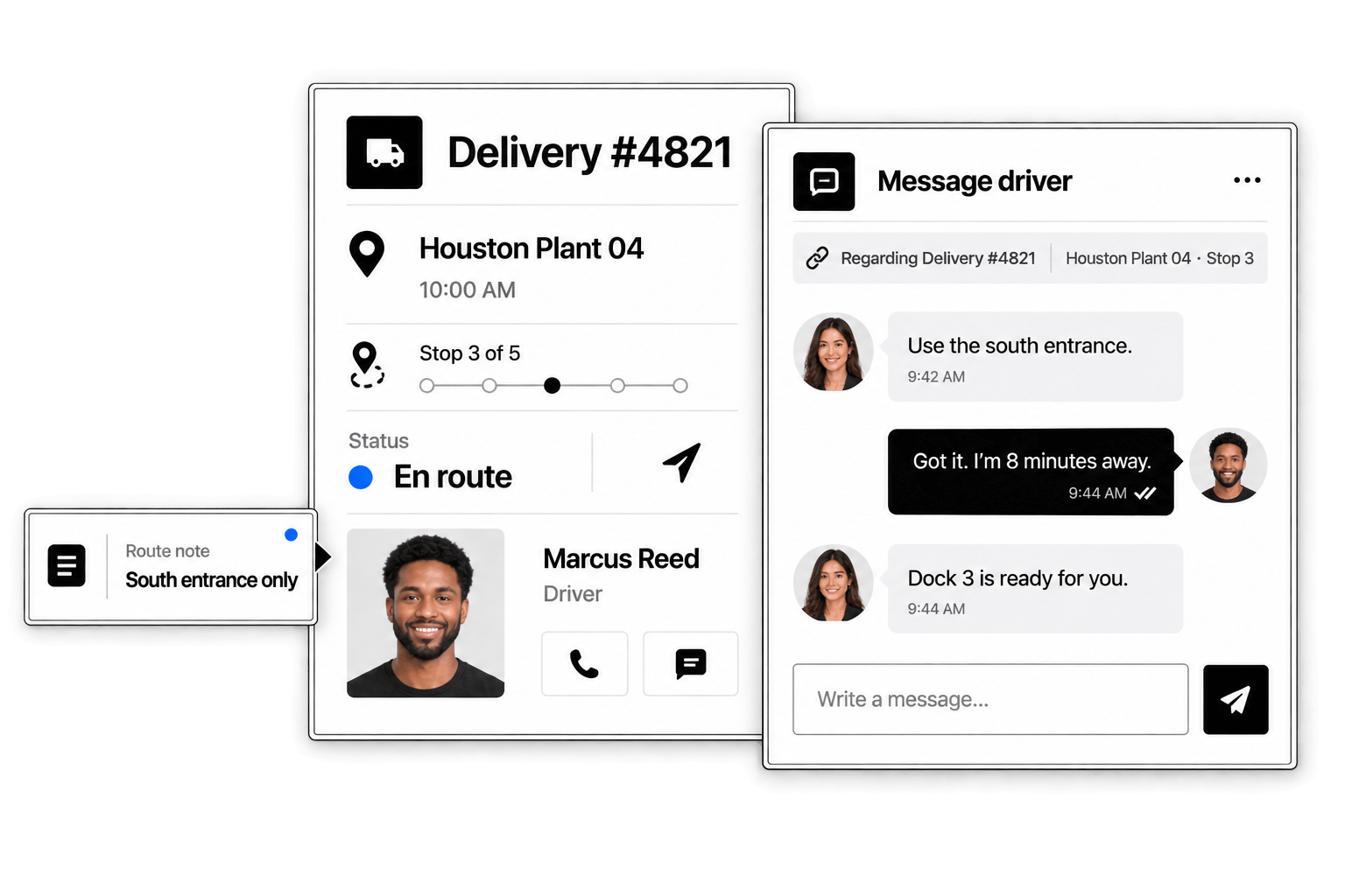 Workhint message drivers interface
